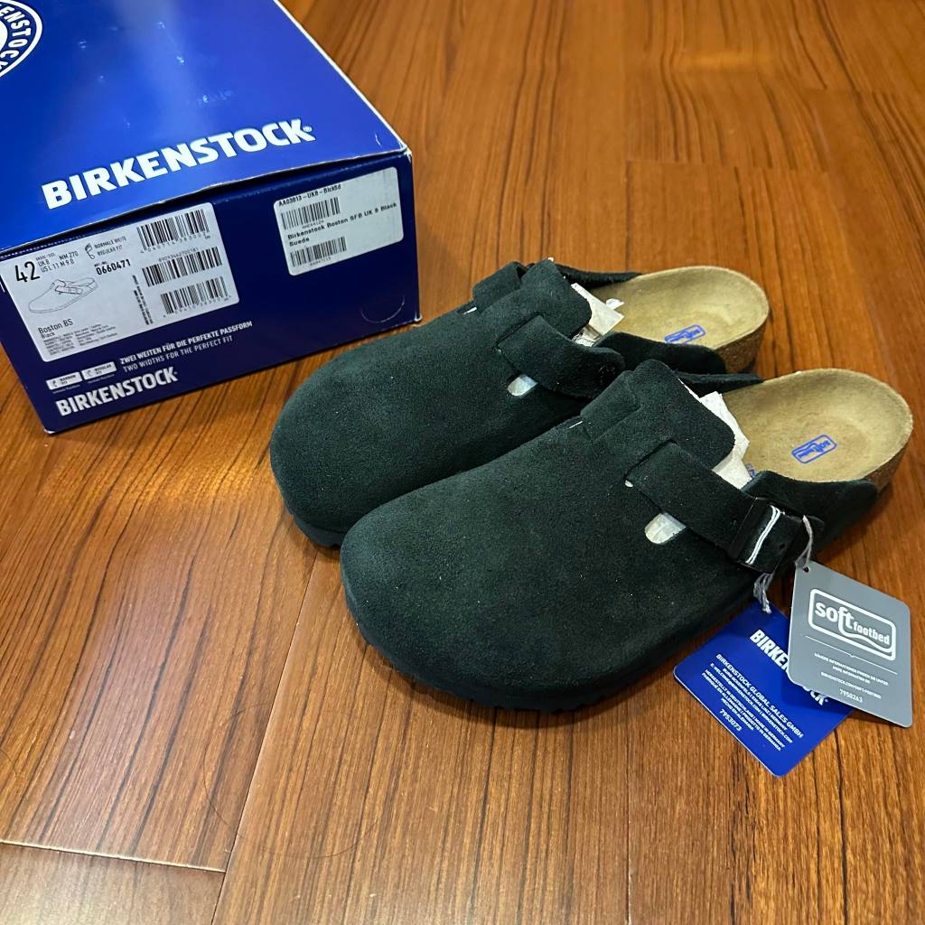 ZEKE 保證真品現貨 BIRKENSTOCK BOSTON 寬版 黑色 勃肯 波士頓 軟底 拖鞋 包鞋 懶人鞋 穆勒鞋