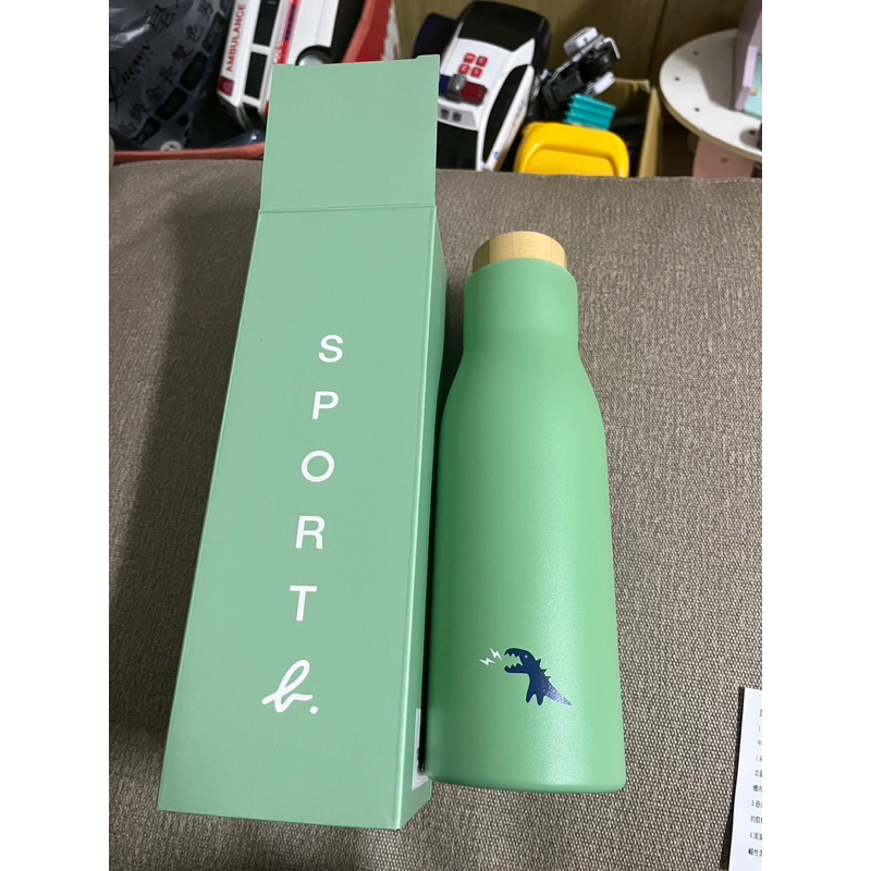 售全新盒裝 SPORT b. 不銹鋼保溫瓶-綠-木紋蓋500ml售100元面交如圖
