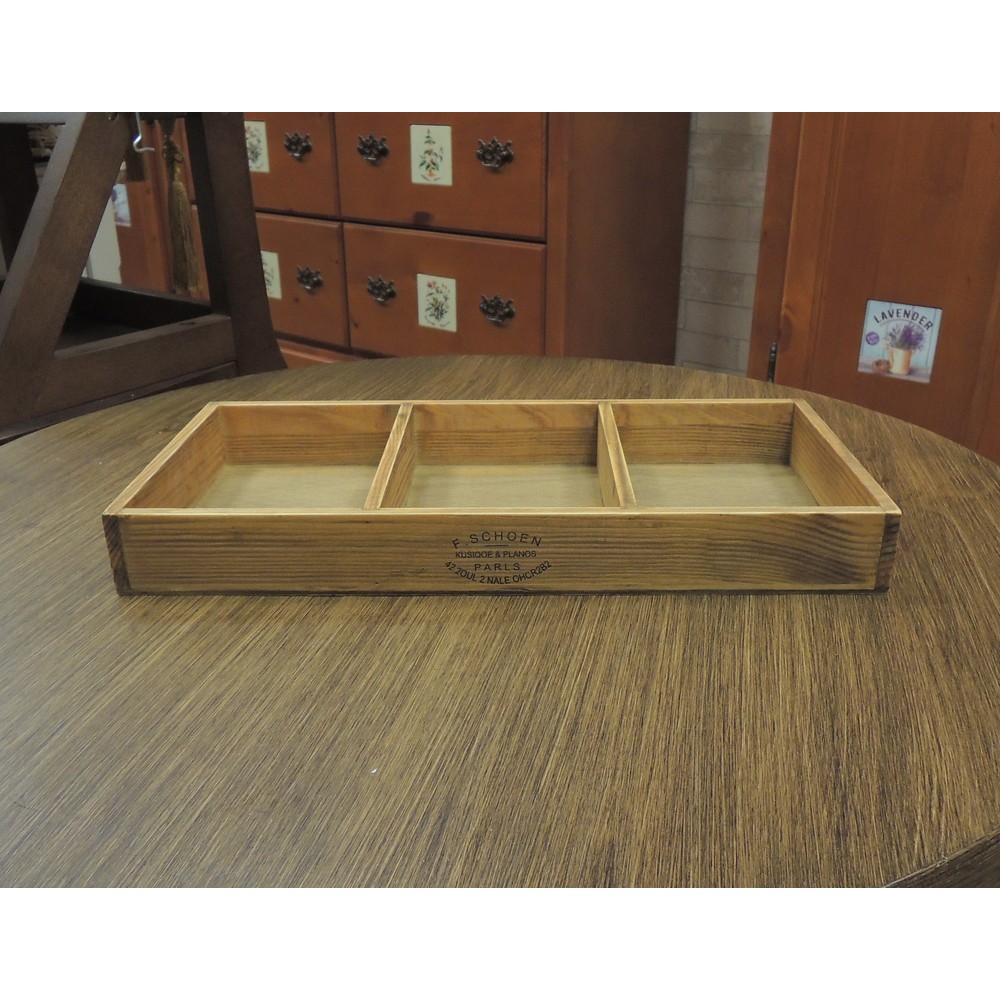Zakka風收納盒 三格扁木盒 木製桌上收納盒 分類盒 商品展示盒 文具盒 木製置物盒 工具零件收納盒 小物收納盒