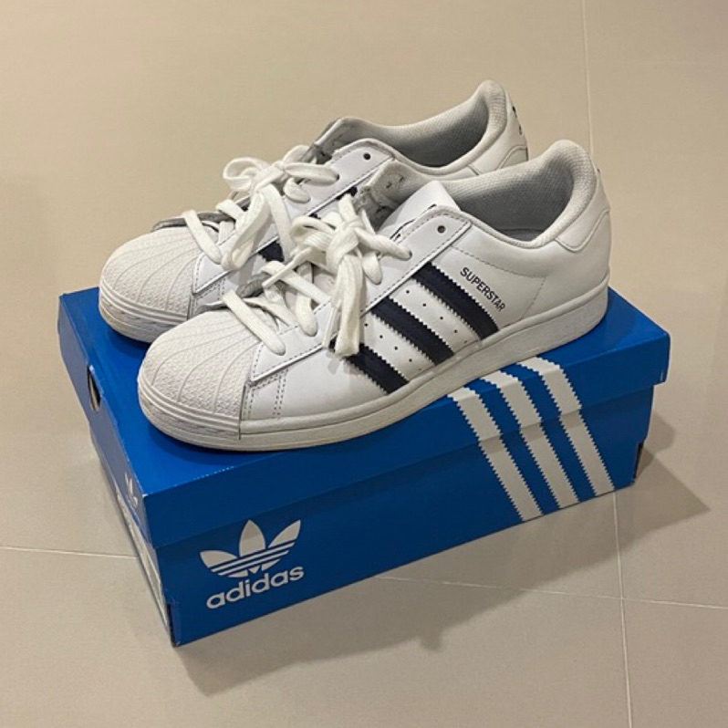 ［二手］Adidas Superstar GX6320 男女 休閒鞋 運動 經典 Originals 皮革 白 深藍