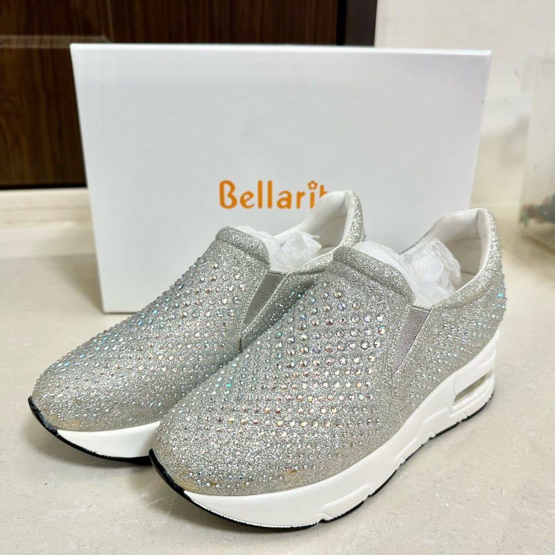 百貨公司Bellarita專櫃 銀白水鑽增高氣墊休閒鞋35號