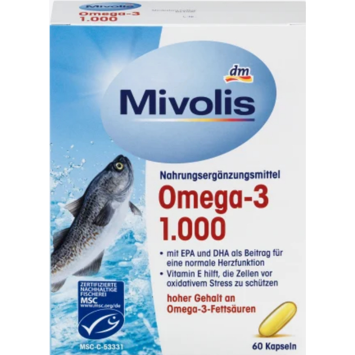 🇩🇪德國DM直送🇩🇪 「現貨」Mivolis 深海魚油DHA Omega-3脂肪酸軟膠囊60顆 益智保護血管
