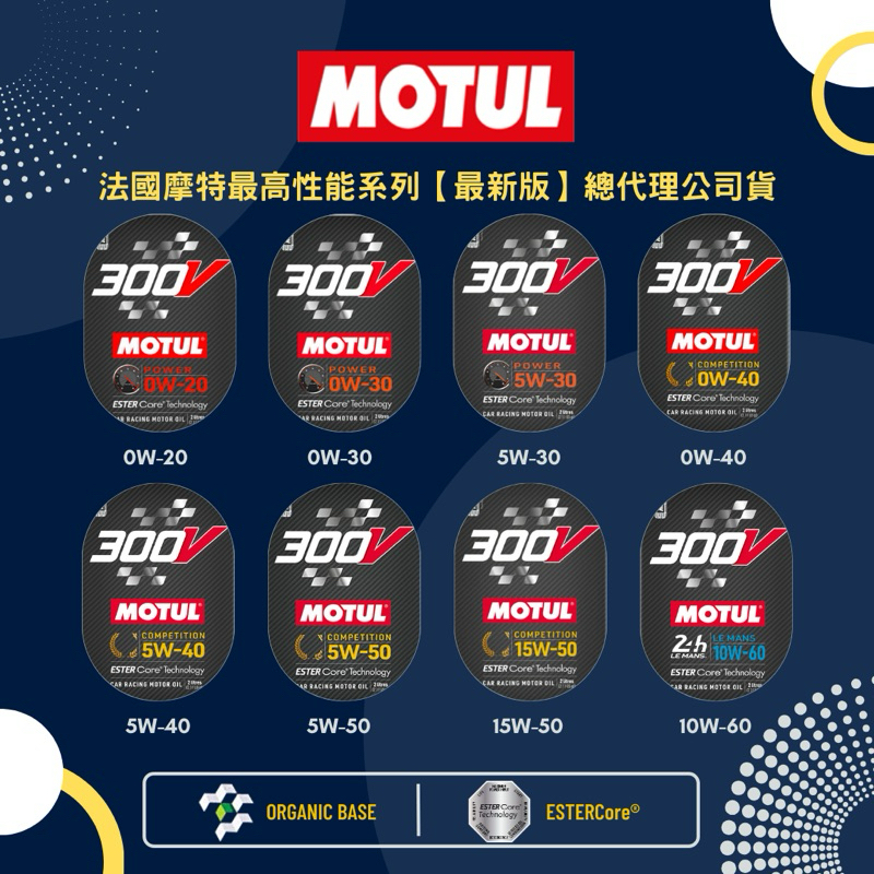 總代理公司貨 MOTUL 魔特 300V 酯類 全合成機油 ｜ 0w20 0w30 5w30 5w40 5w50