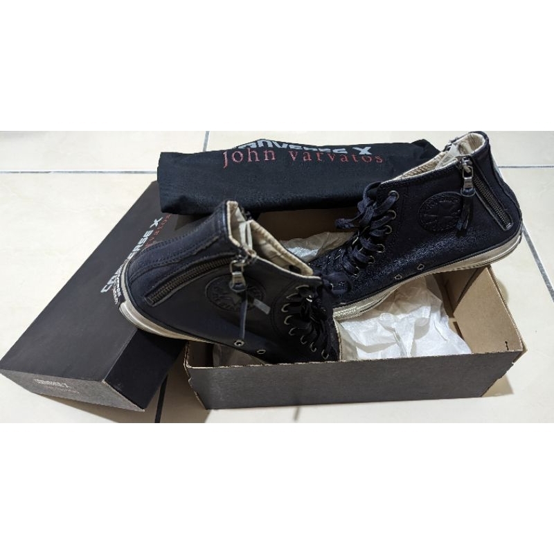 John Varvatos x Converse Leather Double Heel Zip Navy