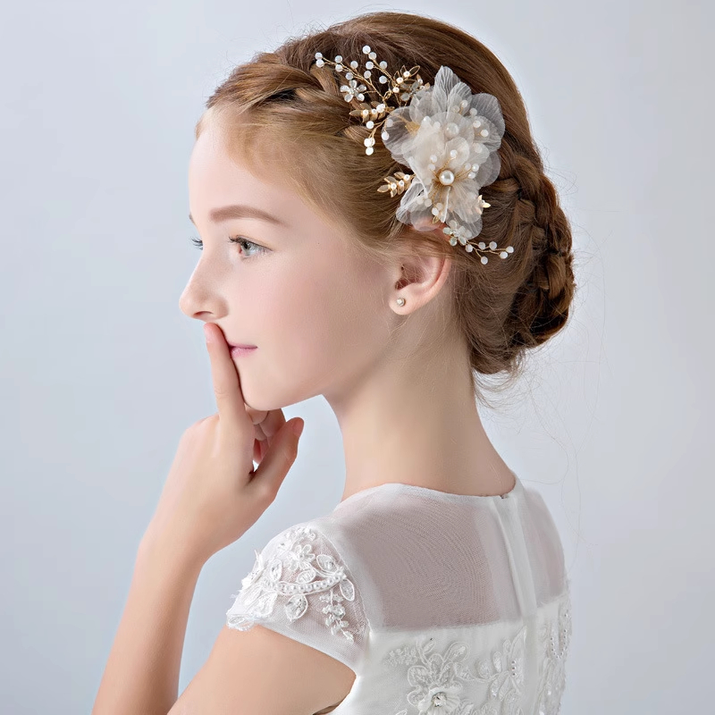 歐美新娘伴娘女生公主髮飾兒童頭花飾環頭花演出表演配飾鋼琴花童禮服邊夹