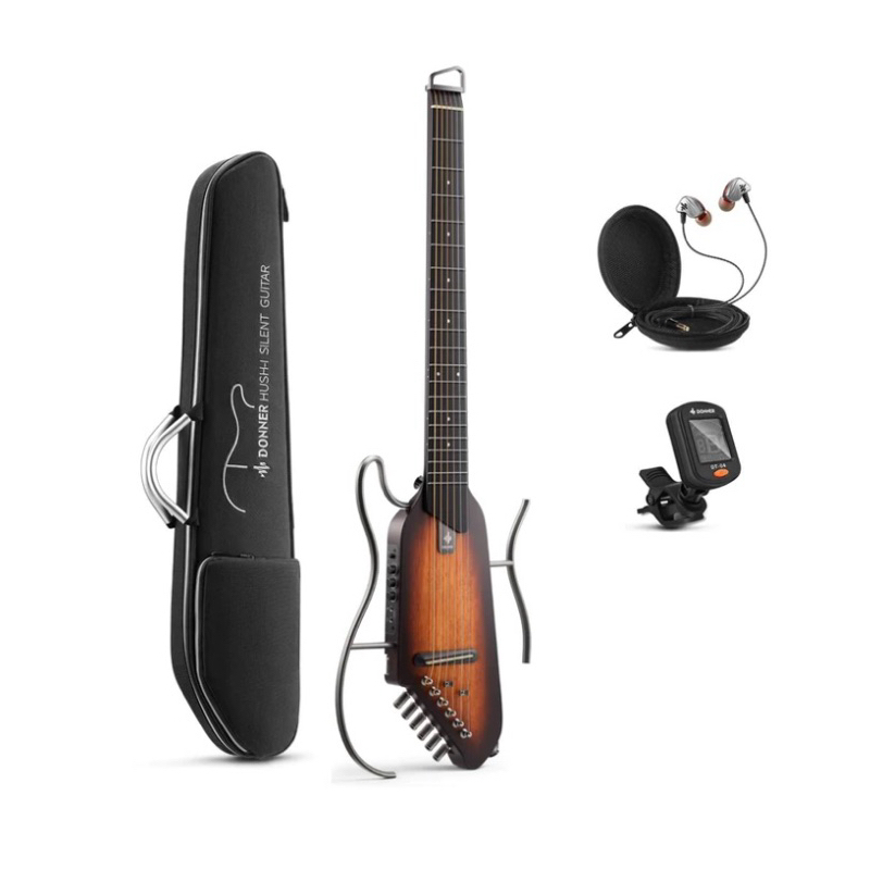 翊銘樂器吉他🎸Donner HUSH-I 可插電  旅行靜音吉他 無頭琴 四色可選 造型酷炫 桃花心木漸層色下標處