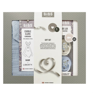 【樂森藥局】BIBS 安撫寶寶禮盒組 De Lux 矽膠奶嘴+袋鼠安撫巾