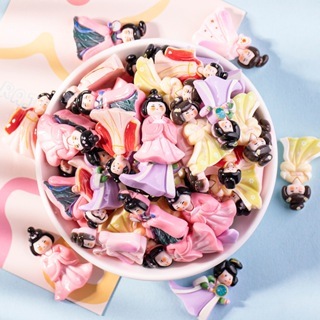 台灣出貨~新款樹脂配件卡通漢服女孩 diy奶油膠手機殼貼片兒童發飾裝飾材料