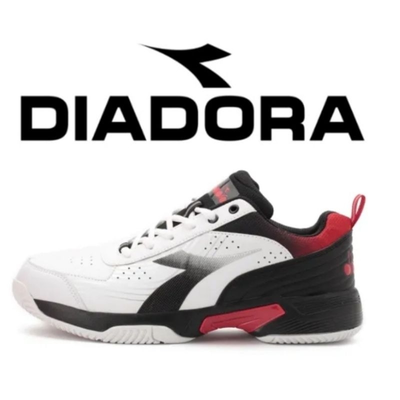 DIADORA 寬楦 輕量透氣 後套康特杯設計穩定支撐 網球鞋 白黑 男鞋 DA 1131