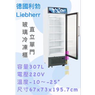 【瑋瀚不鏽鋼】全新 FDV4613 利勃直立單門冷凍櫃/307L/冷凍展示櫃/冷凍/玻璃展示櫃