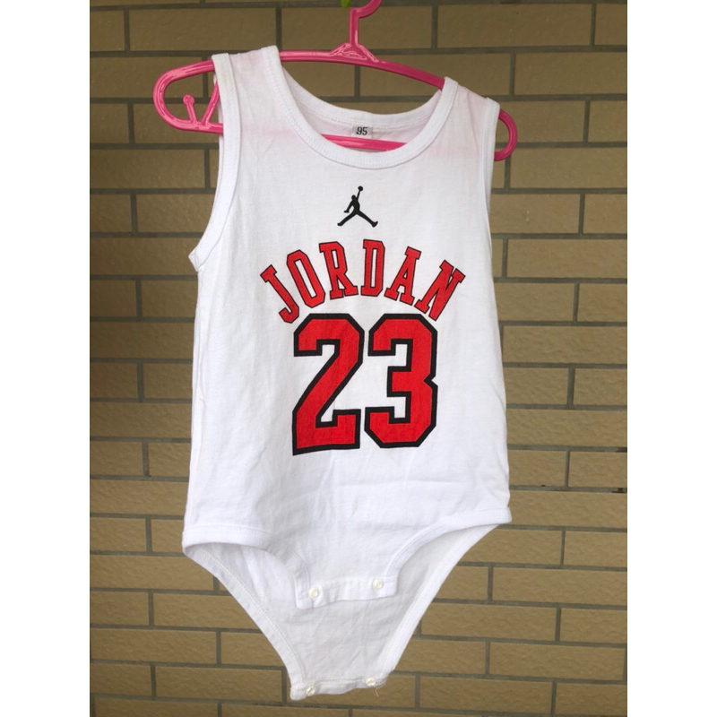 9成新 95公分 白色無袖嬰兒包屁衣 JORDAN 23號 喬丹 籃球