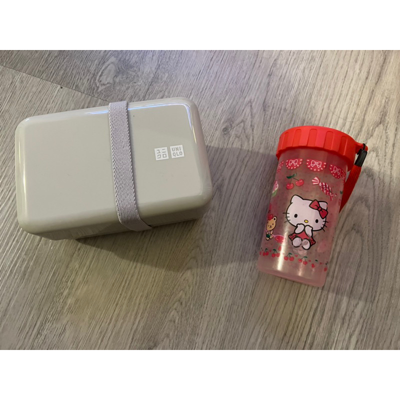 hello kitty 小水杯&amp;UNiQE便當盒（全新）