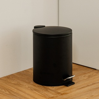 【H&R安室家】簡約風磨砂腳踏式垃圾桶5L-黑PBL95A
