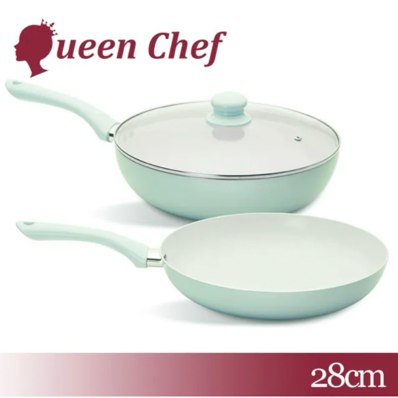 [Queen chef ] 陶瓷不沾鍋(平底鍋+鍋蓋） 全新品