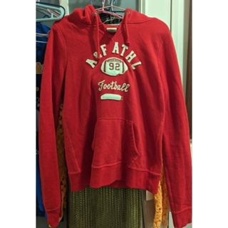 Abercrombie & Fitch AF A&F Hoodie 橄欖球 刷毛帽T 連帽上衣 紅 M