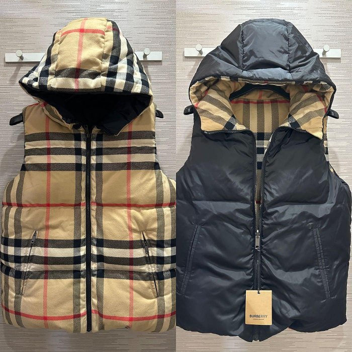 Burberry 格紋 羽絨 背心 外套 雙面穿