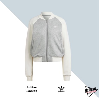 ADIDAS FLEECE JACKET 運動外套 拼接白灰 女 IL3795【彼得潘】