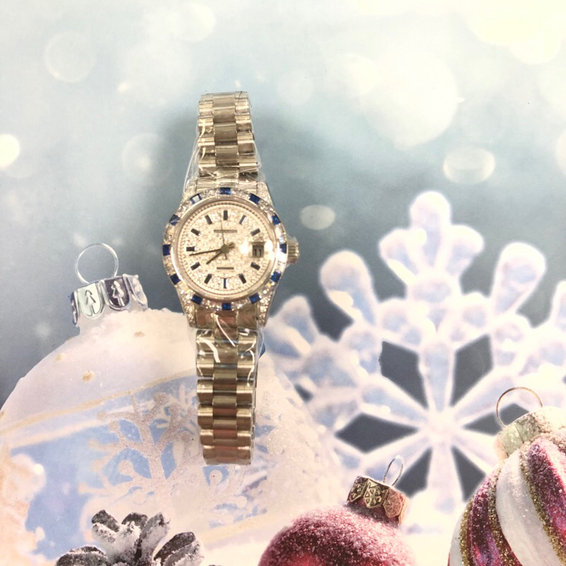 ROSDENTON 勞斯丹頓 女 絕頂雅仕 滿天星晶鑽機械腕錶-銀藍(97628LJ1-A4 )
