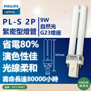 [喜萬年]飛利浦 PL-S 9W 827 2700K 840 4000K 黃光 2P 緊密型燈管 PL燈管 檯燈 油煙機