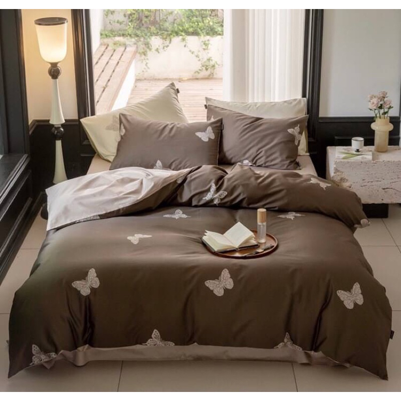 Little Bed小床-蝴蝶圖案 埃及棉床組四件組 全棉埃及長絨棉貢緞 日式寢具 床包