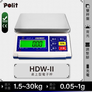 『Polit沛禮電子秤』HDWII 計重電子秤。1.5kg~30kg。咖啡飲品。餐廚烘焙。機械製造。食品工廠。入門款