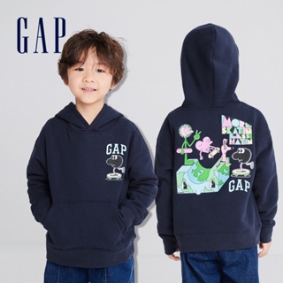Gap 男童裝 Gap x JEREMY VILLE聯名 Logo印花刷毛帽T-海軍藍(847290)