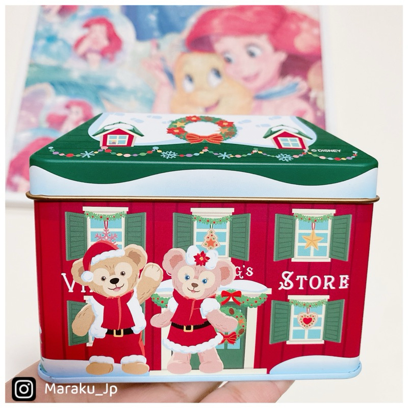 日本海洋迪士尼 聖誕節限定 聖誕老公公 房子 畫家貓 雪莉玫 達菲 傑拉東尼 雪人 糖果盒 鐵盒 收納盒 置物盒