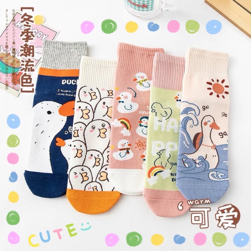 韓國襪子 可愛加油鴨中筒襪 銅鈑家生活用品團購