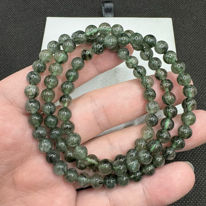 巴西 綠髮晶 三圈 手珠 6m 旺正財 帶好運 招貴人 3圈 手串 起陽石 繞三圈 手鍊 也可當項鍊