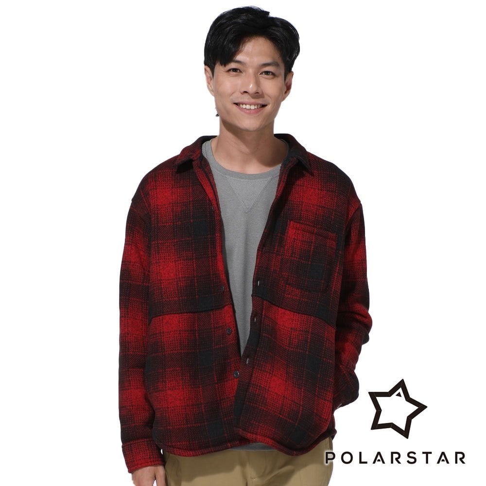 【PolarStar】中性厚刷毛長袖襯衫『暗紅』P23923