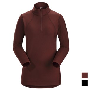 【Arcteryx 始祖鳥】女 Rho LT刷毛內層套頭衫 黑 溶劑褐-Flux 長袖排汗衣 立領衫 17261