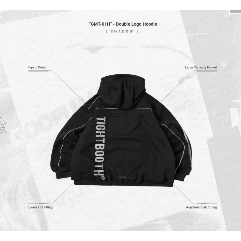Goopi “GMT-01H” - Double Logo Hoodie - Shadow