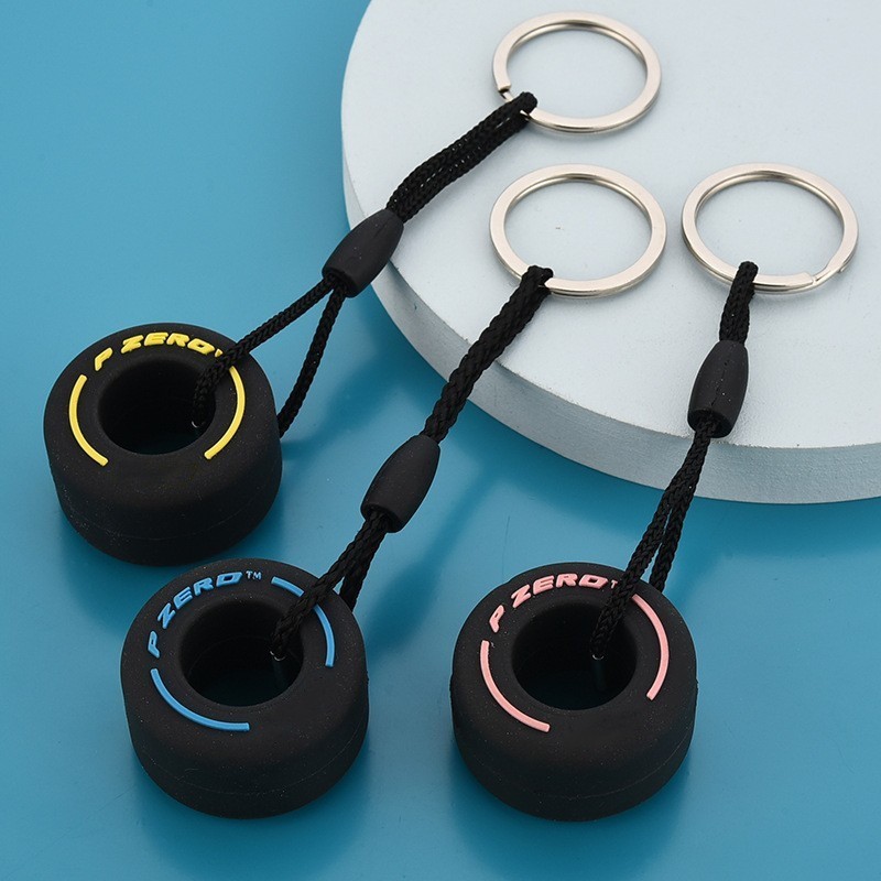 PVC軟膠輪胎鑰匙圈 可愛創意輪胎鑰匙掛件汽車鑰匙圈 情侶書包掛飾 吊飾