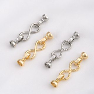 宏雲Hongyun-Al- 保色14K包金螺紋8字形雙扣愛無限珍珠項鏈連接扣手工diy飾品配件