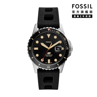 【FOSSIL 官方旗艦館】Fossil Blue 運動時尚潛水手錶 黑色矽膠錶帶 42MM FS5947