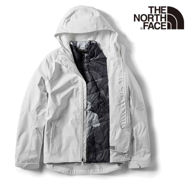 【The North Face 美國】女 DV 化纖兩件式外套 白 北臉保暖外套 北面連帽夾克 登山外套 3M4BFN4