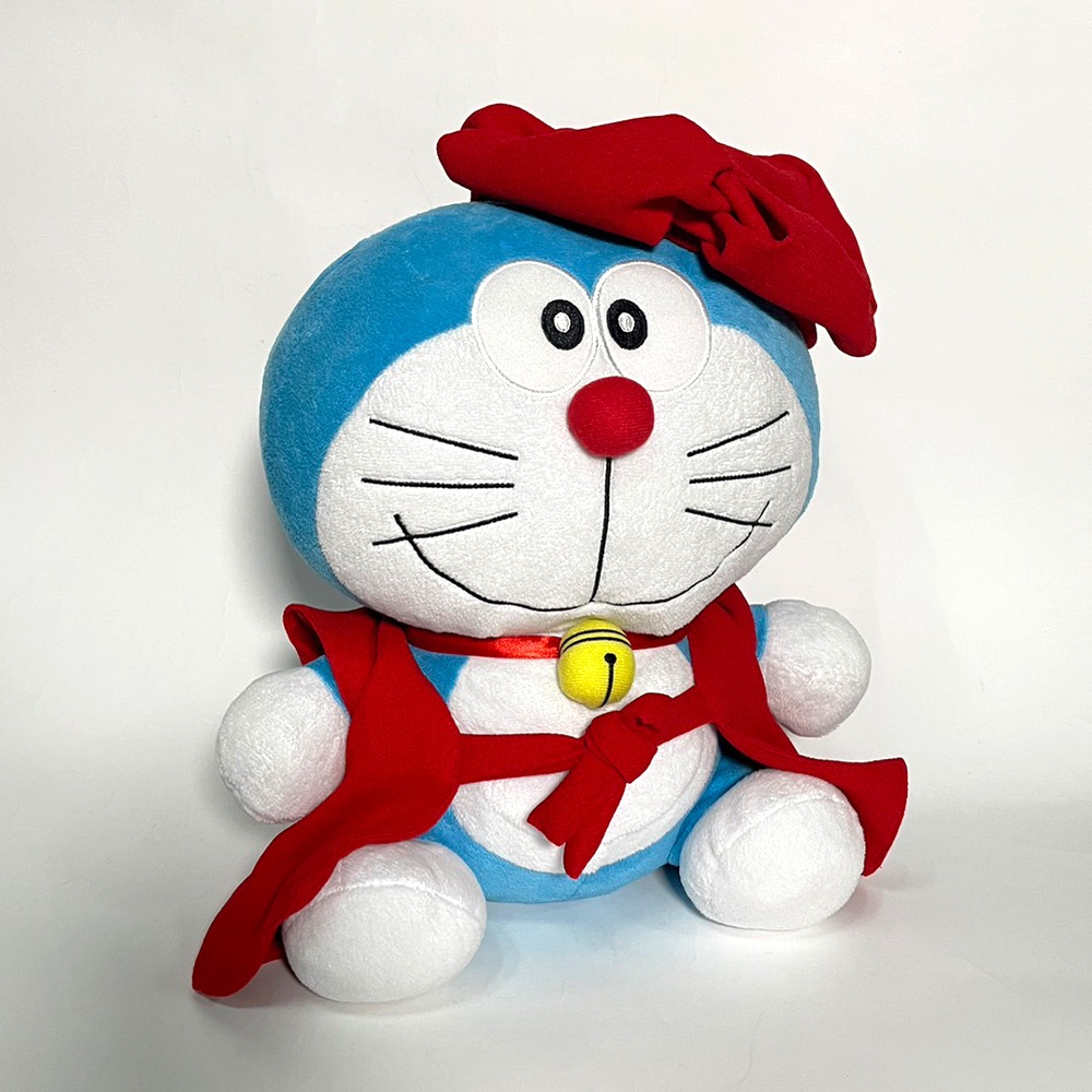 二手 日版 哆啦A夢 畫家帽 服裝 娃娃 玩偶 布偶 景品 日本 紅色
