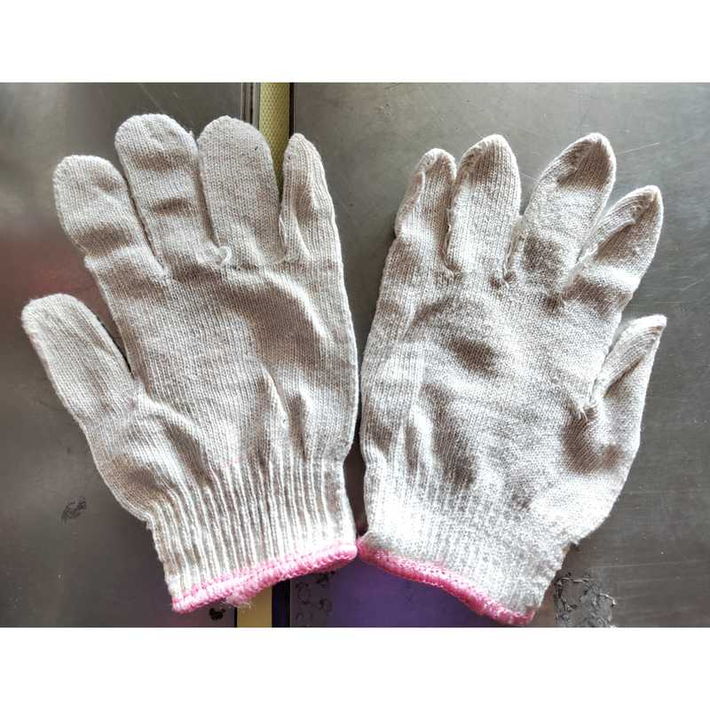 開發票 10針 女用 白色 粉邊束口 大陸製 棉紗 手套 一打價格