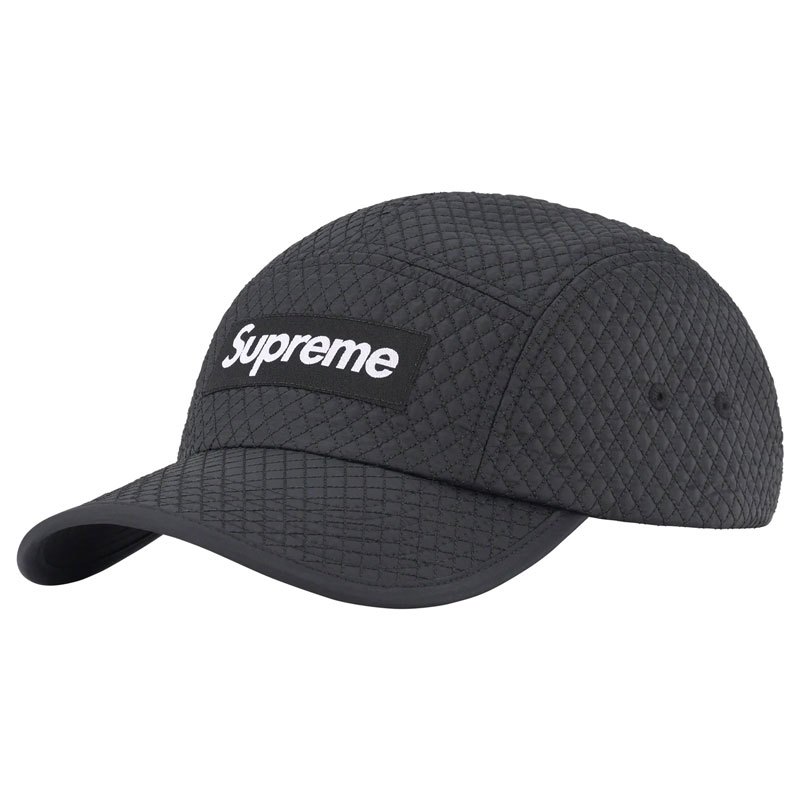 SUPREME FW23 MICRO QUILTED CAMP CAP 五分割帽 (黑色) 化學原宿