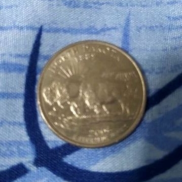 美國州幣 2006年北達科他州25分紀念幣硬幣動物野牛24mm舊幣