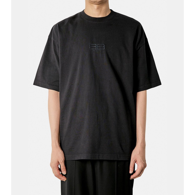 ☄️正品☄️ Balenciaga 巴黎世家 刺繡短T 寬版 黑