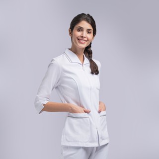 paqqo 女護理師/護士服｜舒適透氣織帶V領七分袖上衣-CA系列(2色) MIT臺灣製造 診所醫院工作服【超取免運 】