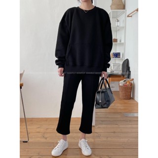 MANIFEST正韓 大口袋兩件式刷毛上衣SET 黑色 3色 新品