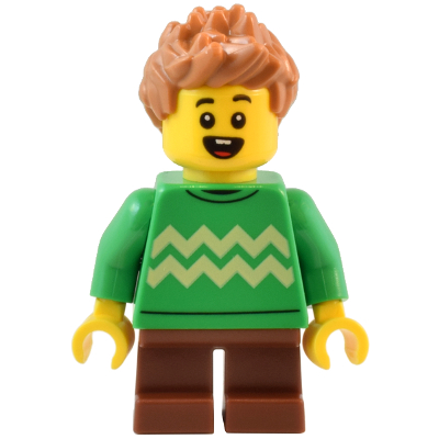 [全新原裝未組人偶] 樂高 Lego 10326  小男孩 路人 遊客 短腳 綠色毛衣 博物館 拆賣twn488