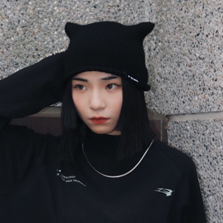 Xin Store🔹Fe3c Devil Are Not Evil Beanie 惡魔 貓耳 毛帽 黑 白