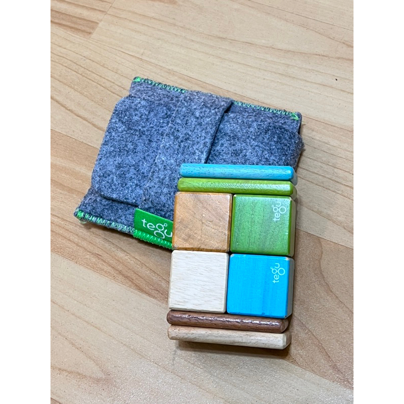 ［二手玩具］美國Tegu 口袋系列益智磁性積木經典款8件式～叢林系列