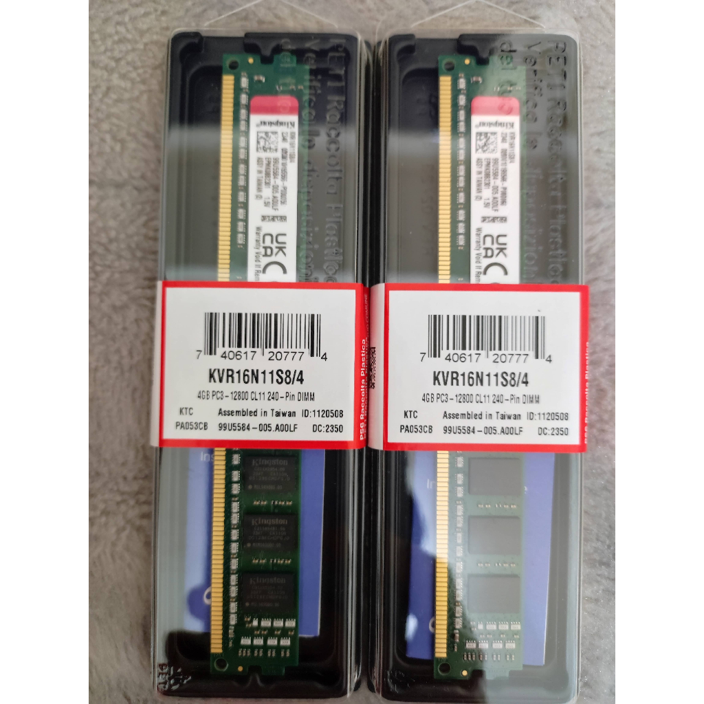 全新盒裝 金士頓 DDR3 1600 4GB KVR16N11S8/4  Kingston 記憶體 桌機用