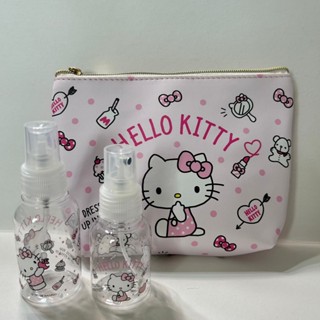 【三麗鷗Hello Kitty】二入噴瓶旅行組 美妝包 旅行包 手提包 化妝包 收納包 萬用包 酒精噴瓶 防疫 分裝瓶