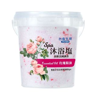 台鹽生技玫瑰SPA沐浴鹽-900g/桶~玫瑰精，可見其珍貴性，對於身心靈也有助益