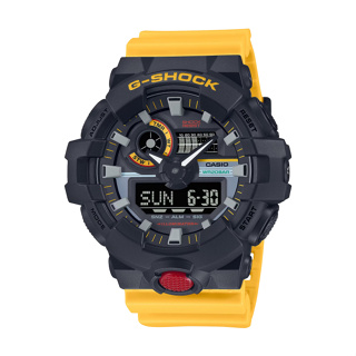 【CASIO G-SHOCK】復古錄音帶風格雙顯運動時尚腕錶-黃黑款/GA-700MT-1A9/台灣總代理公司貨享一年保